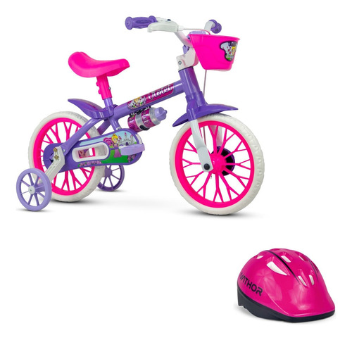 Bike Infantil 3 Anos Aro12 Meninas Violet Lilas Nathor + Cap