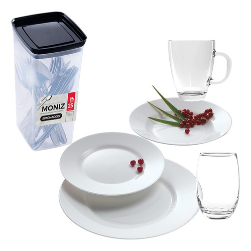 Set Juego Vajilla Platos Vasos Cubiertos Tazas 55 Piezas