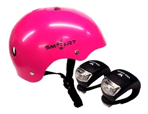 Kit Casco Proteccion Smart Y Luz Silicona Delantera Trasera