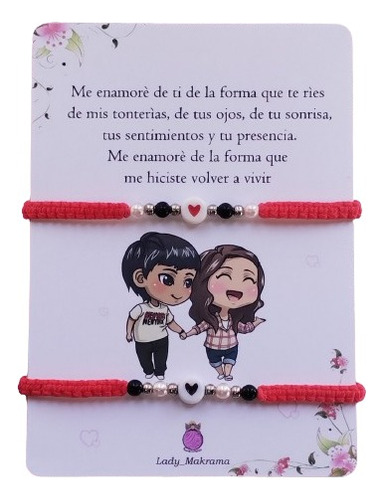 Pulsera Pareja Novios + Tarjeta Compartir Distancia