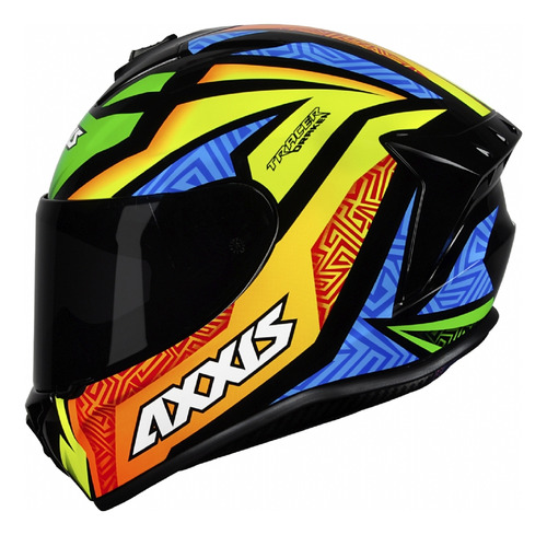 Capacete Moto Axxis Draken Tracer Brilho Preto/laranja/azul