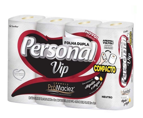 Papel Higiênico Personal Folha Dupla Vip Pacote C/ 8 Rolos