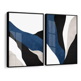Quadros Decorativos Abstrato Azul Sala Quarto Vidro 50x70