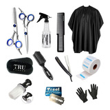 Kit Set Barbería Peluquería Tijeras Profesional Capa Navajas