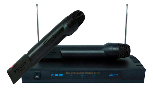 Kit De Dos Microfonos Inalambricos Receptor Vhf Philco Wm570