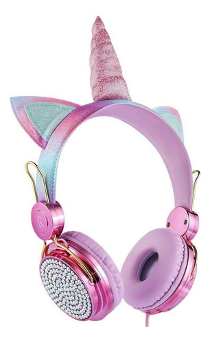 Auriculares Bluetooth Con Cable Unicornio Rosa