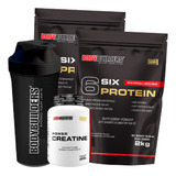 Kit 2x Whey Six Proten 2kg +creatina 300g +copo 12x S/ Juros