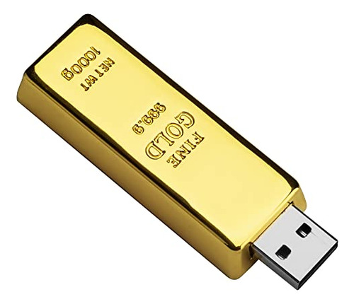 Memoria Usb De 64 Gb Con Forma De Barra Dorada, Pinza Perfor