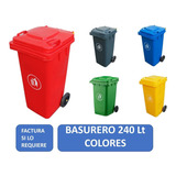 Basurero Contenedor De Basura 240 Litros Con Ruedas, Colores Color Rojo