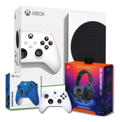 Xbox Series S Com 2 Controles (1 Azul E 1 Branco) + Headset
