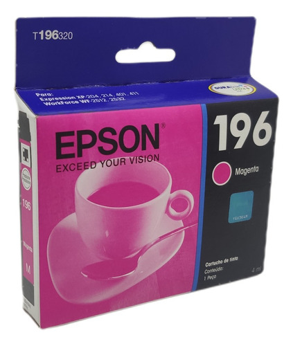 Cartucho De Tinta Epson 196 Cor Magenta Do 4 Ml