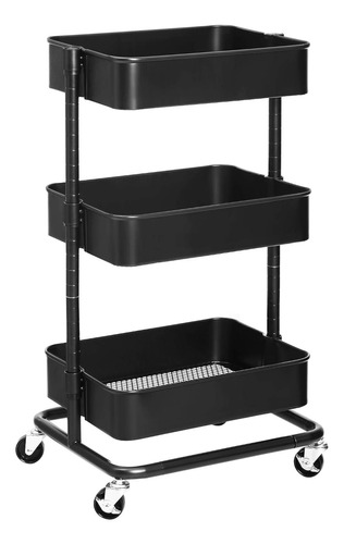 Carro Auxiliar Organizador Negro Ajustable 3 Niveles Oaxen