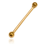 Piercing 24mm Reto Bolinha 3mm Ouro 18k 750