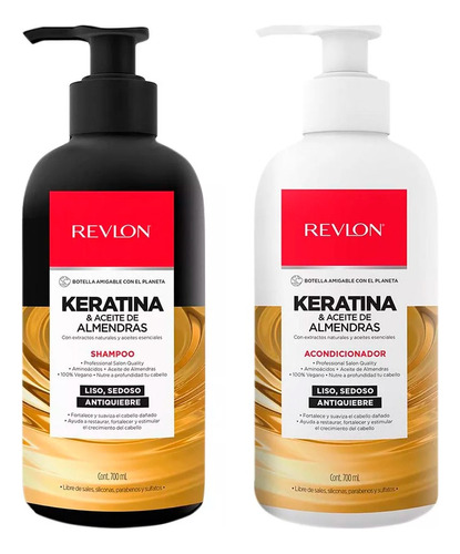  Shampoo & Acondicionador Revlon Keratina Con Almendras 700ml