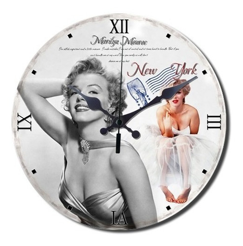 Reloj Mural De Madera Diseño Marilyn New York / Runn 