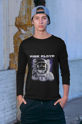 Polera Larga Pink Floyd Rock Musica Casco Estampado Algodon