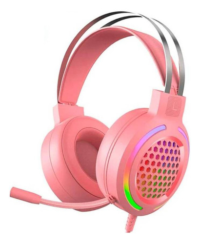 Audifono Gamer Rgb Aoas As-66 Rosado Microfono Consolas Pc