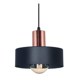 Lampara Colgante 1 Luz Sombrero Económico Negro Y Cobre 3001