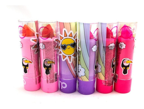 6 Batom Labial Rockstar Kit Infantil Maria Pink Atacado