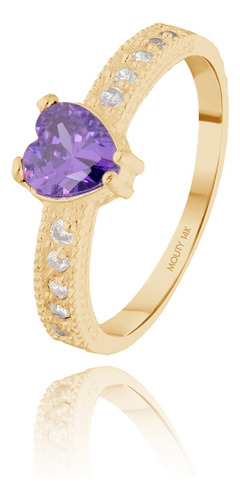 Anillo Promesa Fanny Oro 14 Kilates C. Morada Mouty 