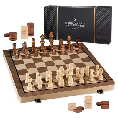 JCXXCJ Juego Magnético Ajedrez y Damas Madera 39cm Tablero Plegable | Meses sin interés