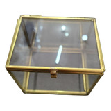 Caja Alhajero Cubo 12x12 Cm Vidrio Con Laton Joyero