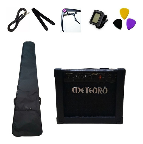 Kit Completo P/ Guitarra Cubo Meteoro Space Junior+acessório