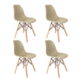 Cadeira De Jantar Empório Tiffany Eames Dsw Madera, Estrutura De Cor  Fendi, 4 Unidades