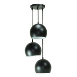 Lustre Luminária Pendente Bola Tripla Pequena Preto Gourmet