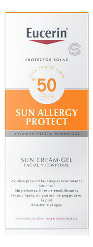 Protector Solar Eucerin Crema Alergias Solares Fps50 150ml