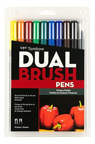 Tombow Dual Brush Pen Art Markers, Primary, 10-pack