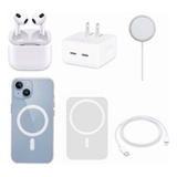 6kit Cargador Magsafe 35w Para iPhone+audifono+batería+funda