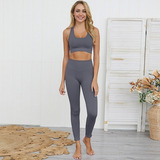 Conjunto De Blusa/leggings Esportivas Femininas Gym Fashion