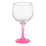 Taça Gin Tônic Em Vidro Base Color Pink Neon 600 Ml Cor Rosa