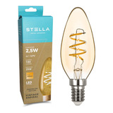 Lâmpada Led Vela Espiral 2,5w 127v E14 Vintage Quente Stella Cor Da Luz Âmbar