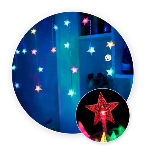 Luces Led Estrellas 3m Cortina Luz Navidad Multicolor Ze019m