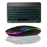 Teclado E Mouse Bluetooth C/ Luz Para Tablet Galaxy Tab A7