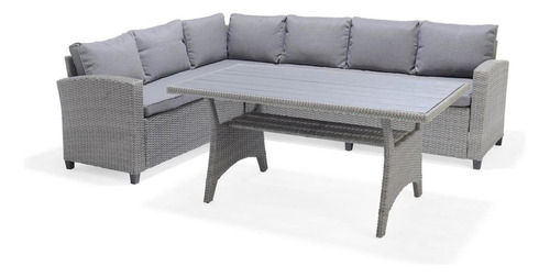 Set Patio Jardin 2 Sofás Y Mesa Rattán Gris, Juego De Mueble Estructura Gris