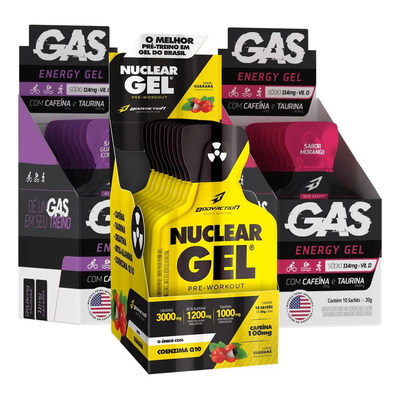 Kit 2x Gas Gel Energético 20 Sachês + Pré Treino Nuclear Gel Sabor Guaraná com Açaí\u002FMorango | MercadoLivre