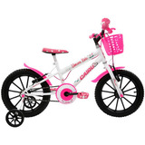 Bicicleta Infantil Cairu Unicórnio Aro 16 Em Abs Cor Branco Com Rosa