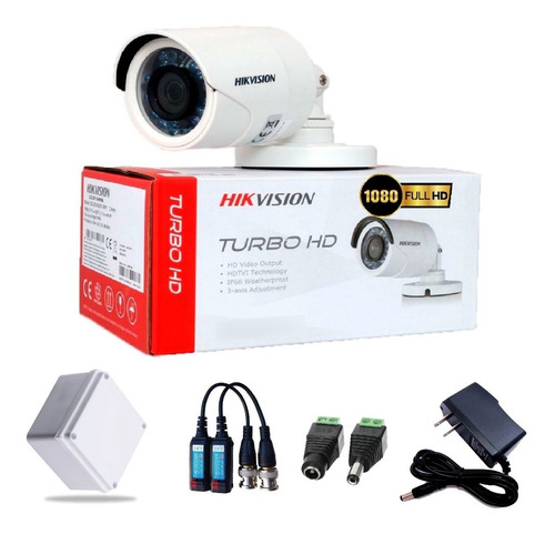 Cámara Bala Hikvision 2 Mp Full Hd 1080p 20 Mt + Accesorios