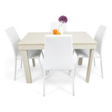 Set Comedor Napoli Balí 4 Puestos En Cuero Sintético Color Balí/blanco