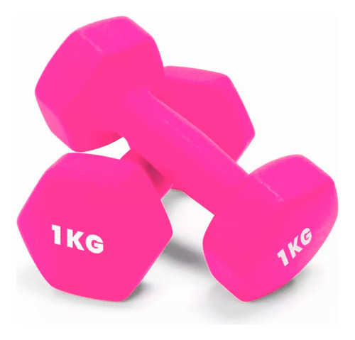 Kit 2 Mancuernas Ejercicio 1 Kg Neopreno Entrenamiento Par Color Rosa