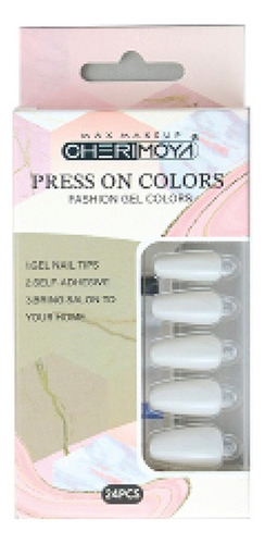 Press On Nail Tip Forma Coffin Color Gris Claro  Cherimoya