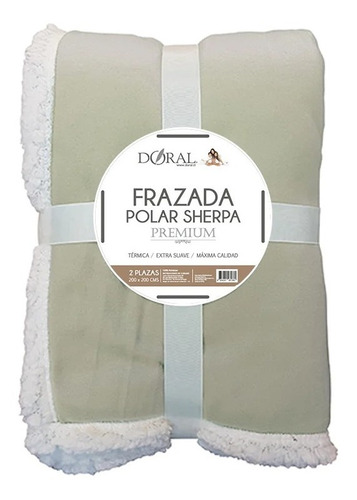 Frazada Polar Sherpa Premium 2 Plazas Doral Color Café Claro