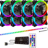 8 Cooler Fan 120mm Rgb Ventoinha + Controladora + Fita + Cr