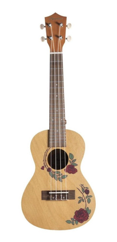 Ukelele Concierto Bamboo Bu-23 Roses Ukulele Con Funda