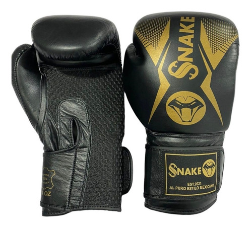 Guantes De Box Super Premium Snake 100% Piel Con Velcro