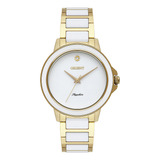 Relógio Feminino Orient Cerâmica Branco/dourado Visor Safira