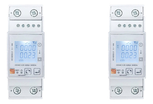 2 Medidores Tuya Zigbee, Monofásico, 80 A, Con Riel Din